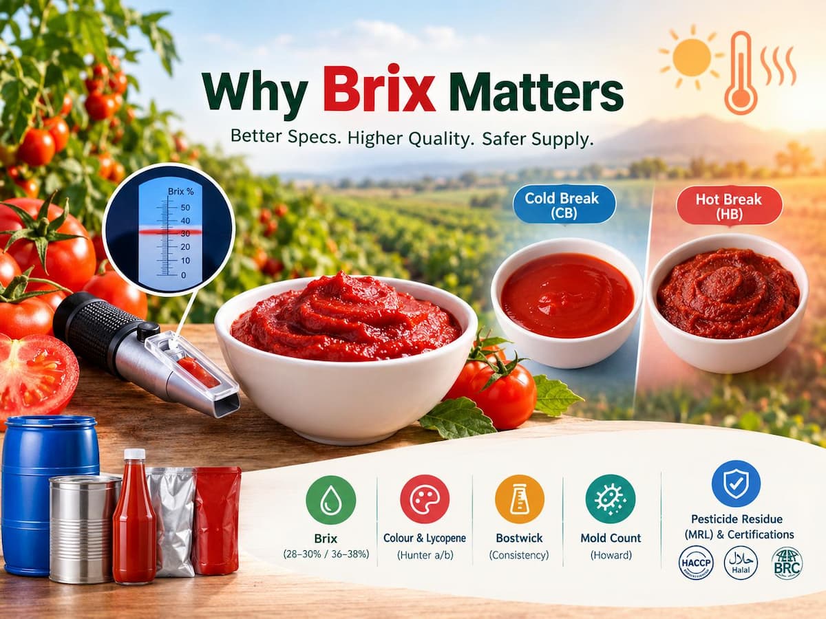 Taux de Brix de la pâte de tomates en période de fortes chaleurs : ce que les acheteurs doivent vérifier avant de signer des contrats pour 2026